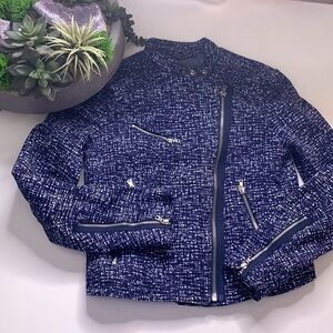 The gap asymmetrical zip Moto jacket blue tweed women’s XS